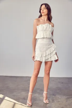 White Eyelet Ruffle Skirt