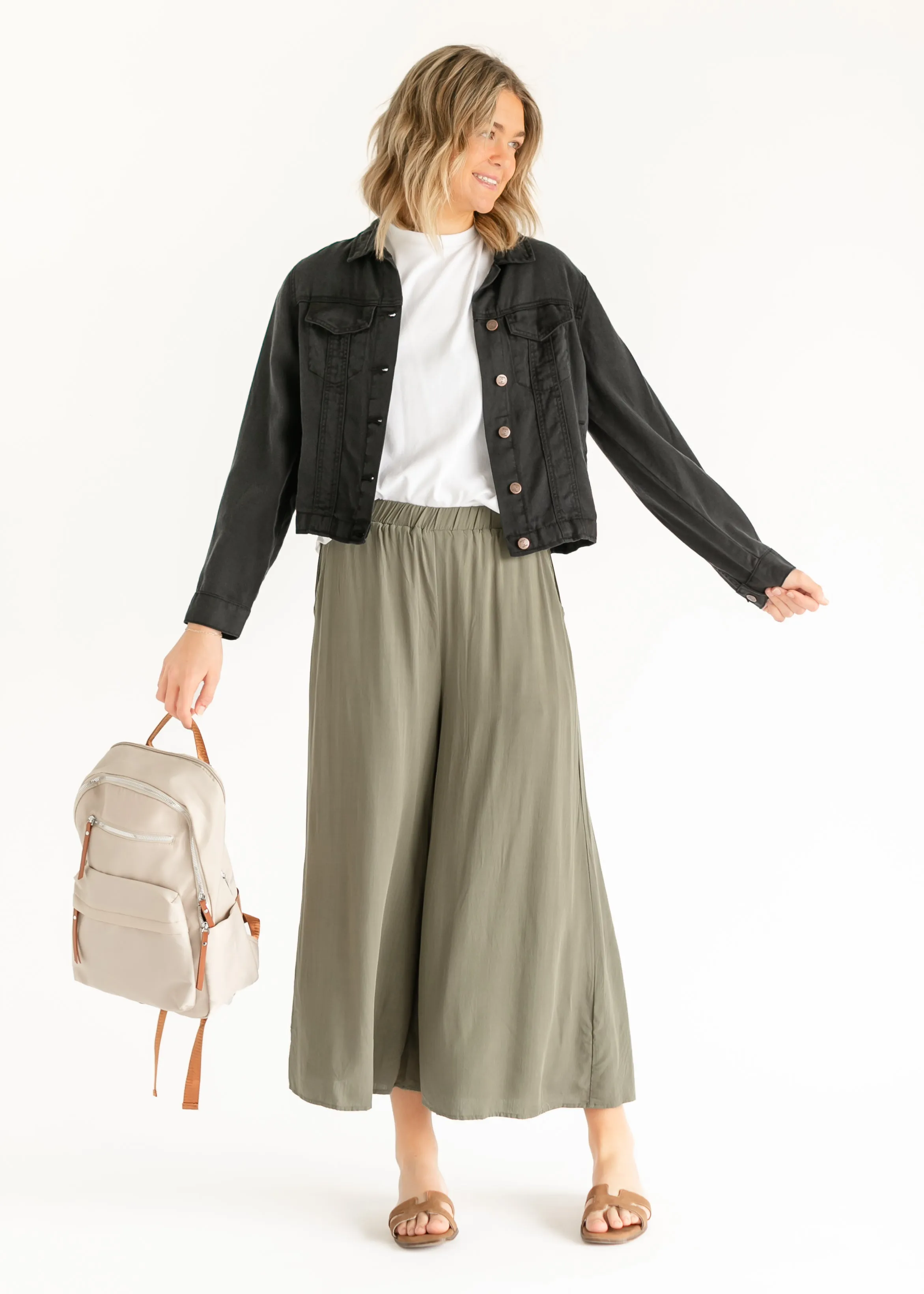 Wide Leg Stretch Waist Culottes