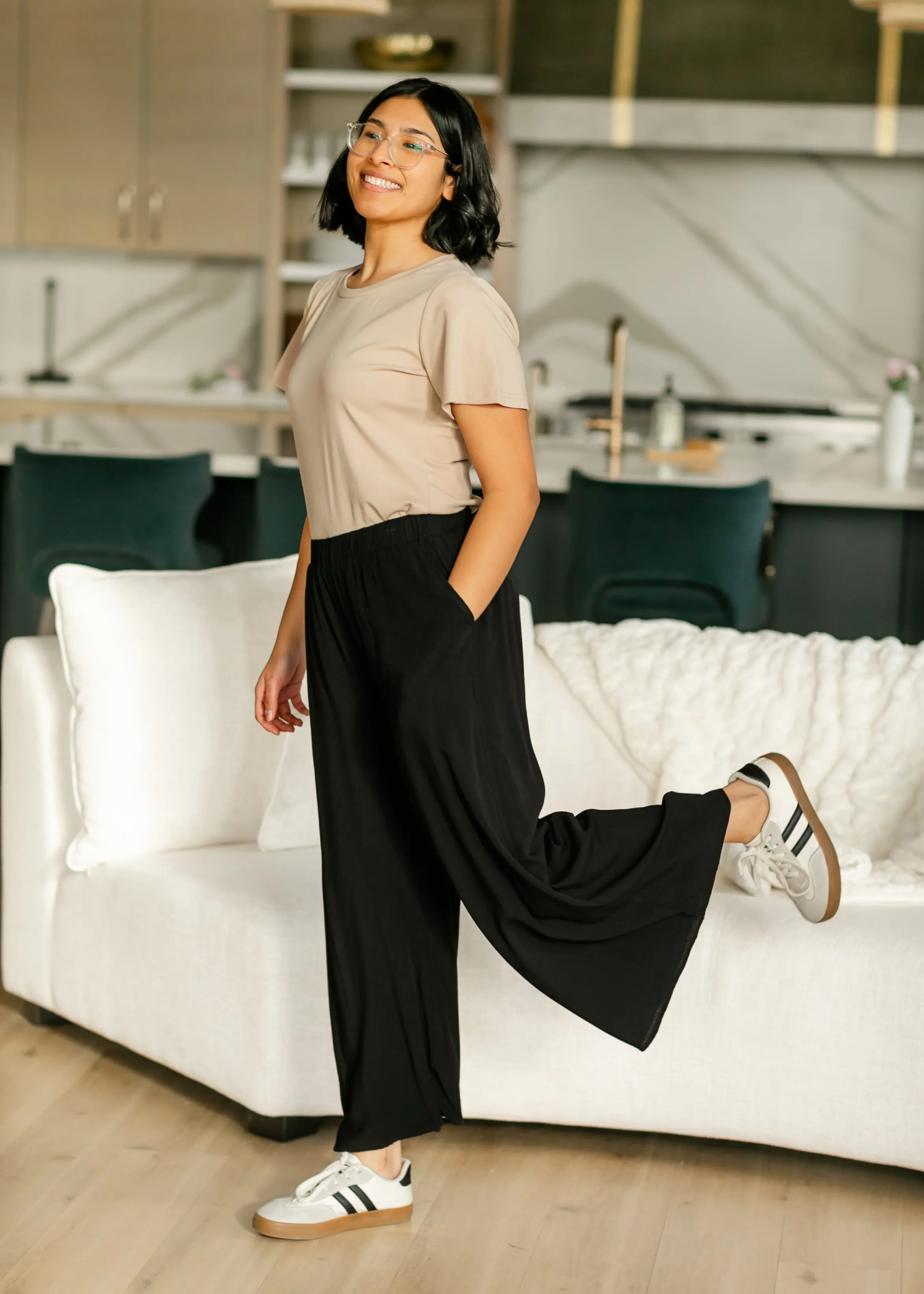 Wide Leg Stretch Waist Culottes