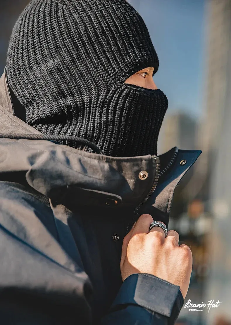 Winter Beanie and ski mask handmade wool knit Hat