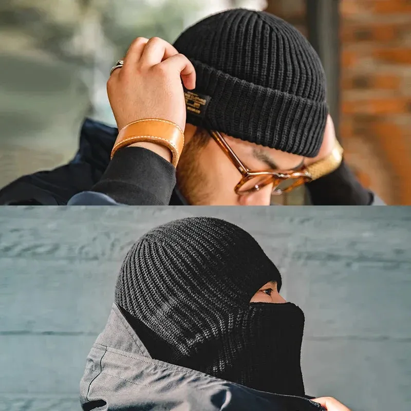 Winter Beanie and ski mask handmade wool knit Hat