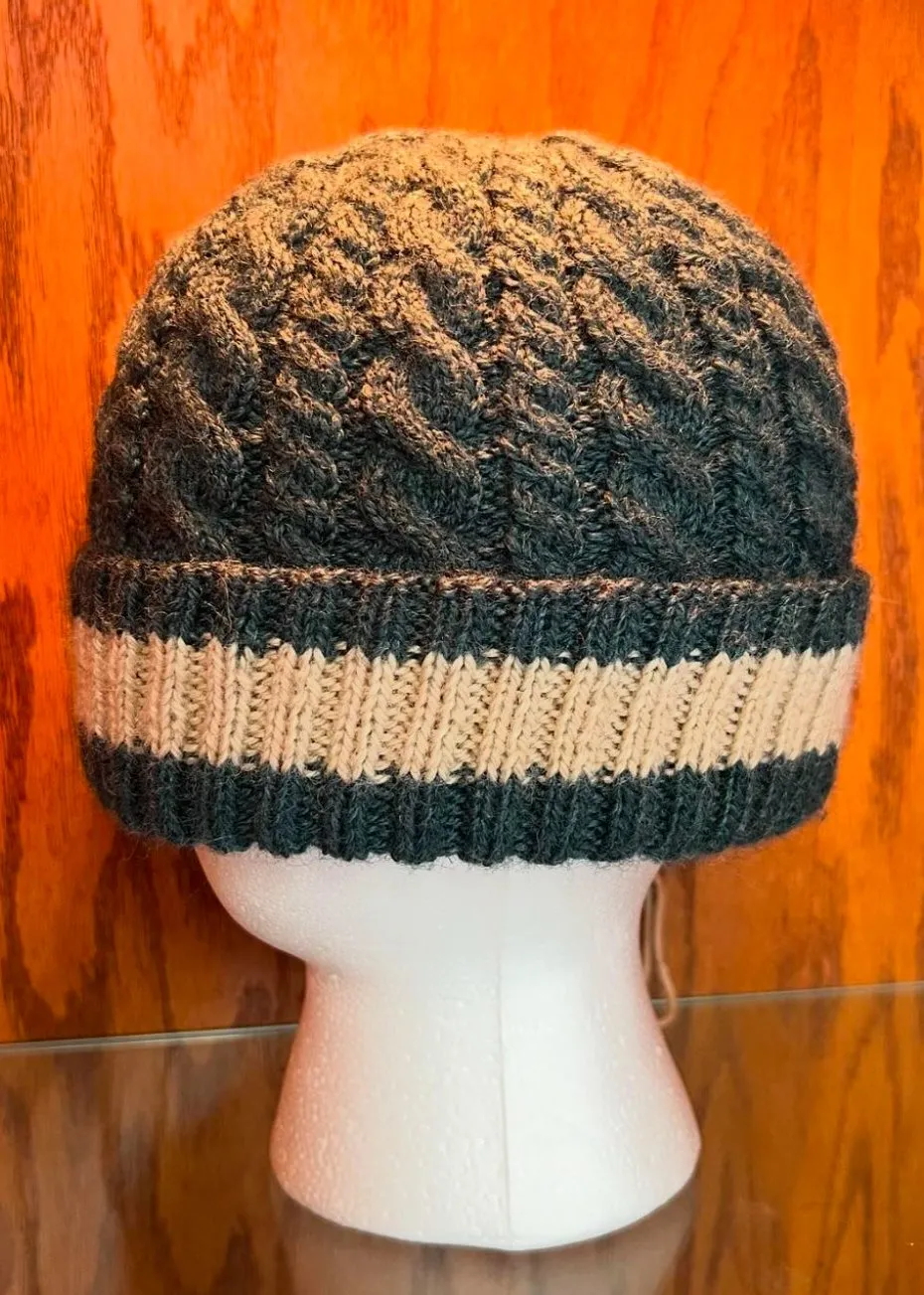 Yandi Knit's Forest Green/ Tan Beanie